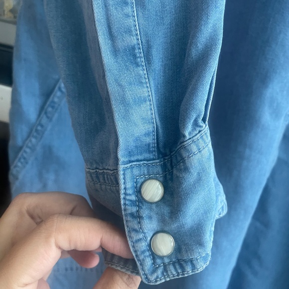 Promod floral embroidered denim midi dress with long sleeve size L for women - Picture 7 of 10